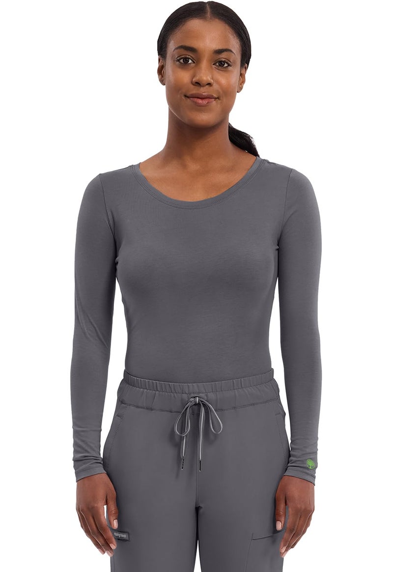 Healing Hands Women's Underscrub Soft Knit Melissa Longsleeve Scrub Tee with Breathable & Easy Care Fabric Plus Size 5047, 2XL, Pewter - Image 1